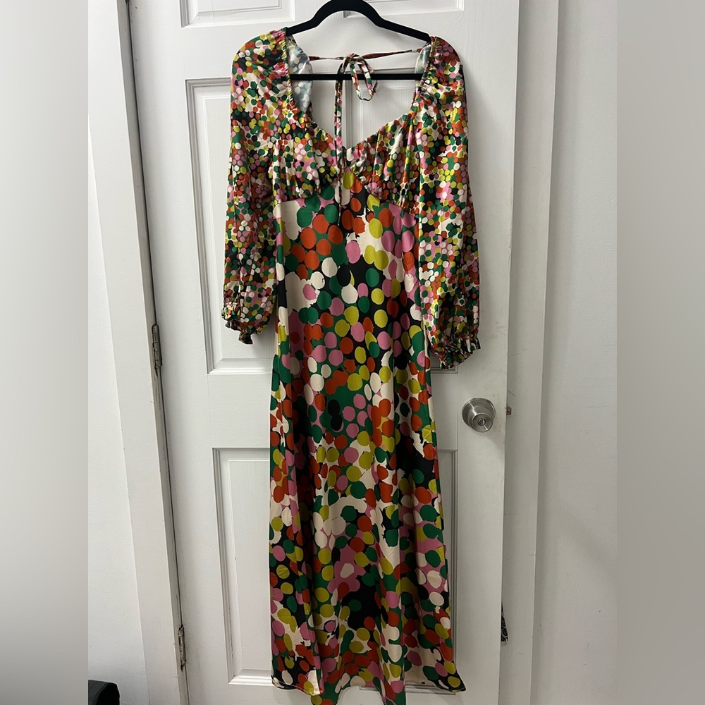 Anthro long maxi silk dress